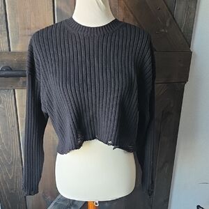 Torrid Black Ribbed Knit Distressed Sweater 1 1x XL